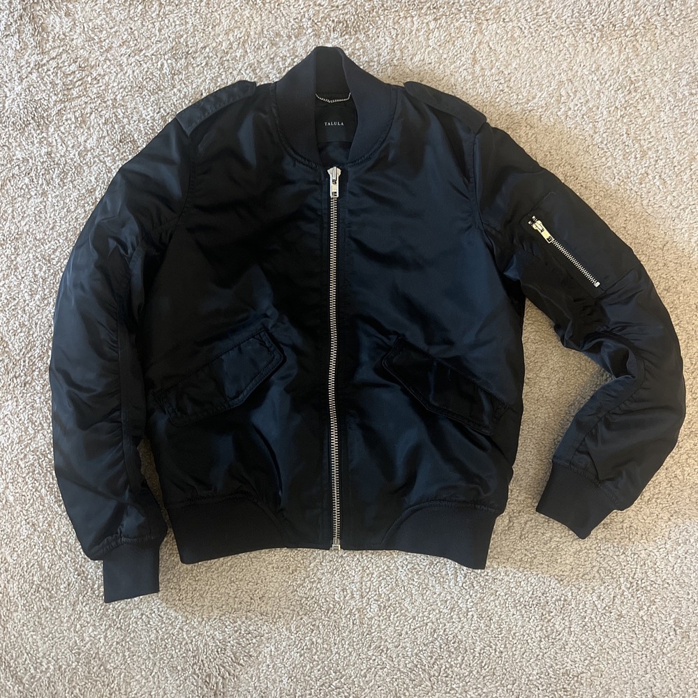 TALULA BABATON ARITZIA BOMBER JACKET LADIES BLACK LIGHTWEIGHT‎ FLIGHT COAT~S
